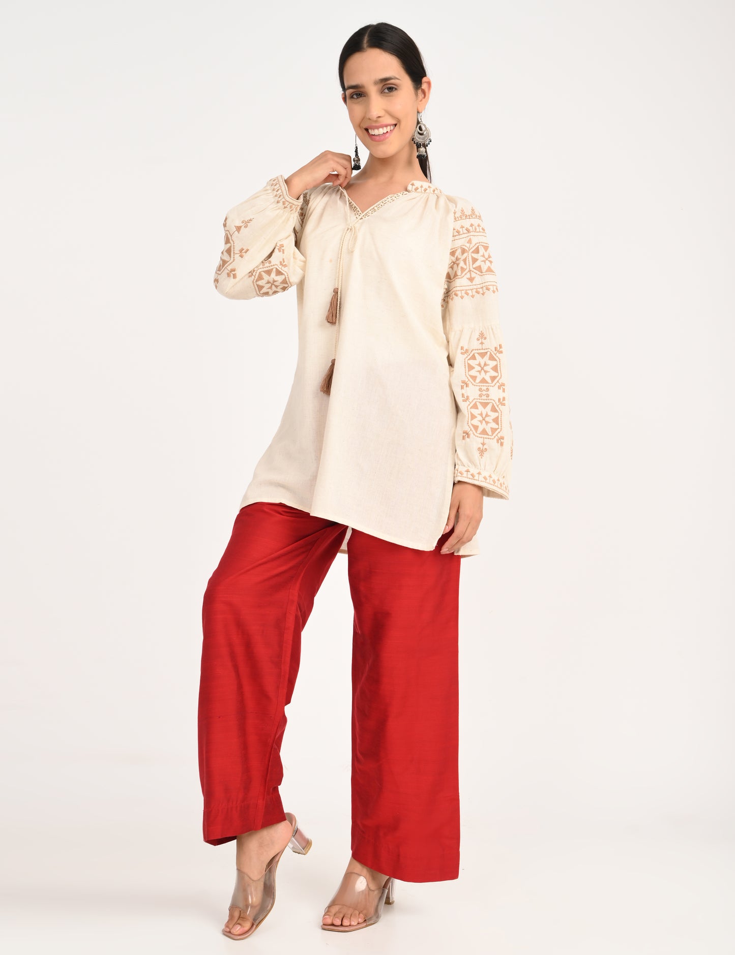 Rashmika - Maroon Silk Parallel Pant