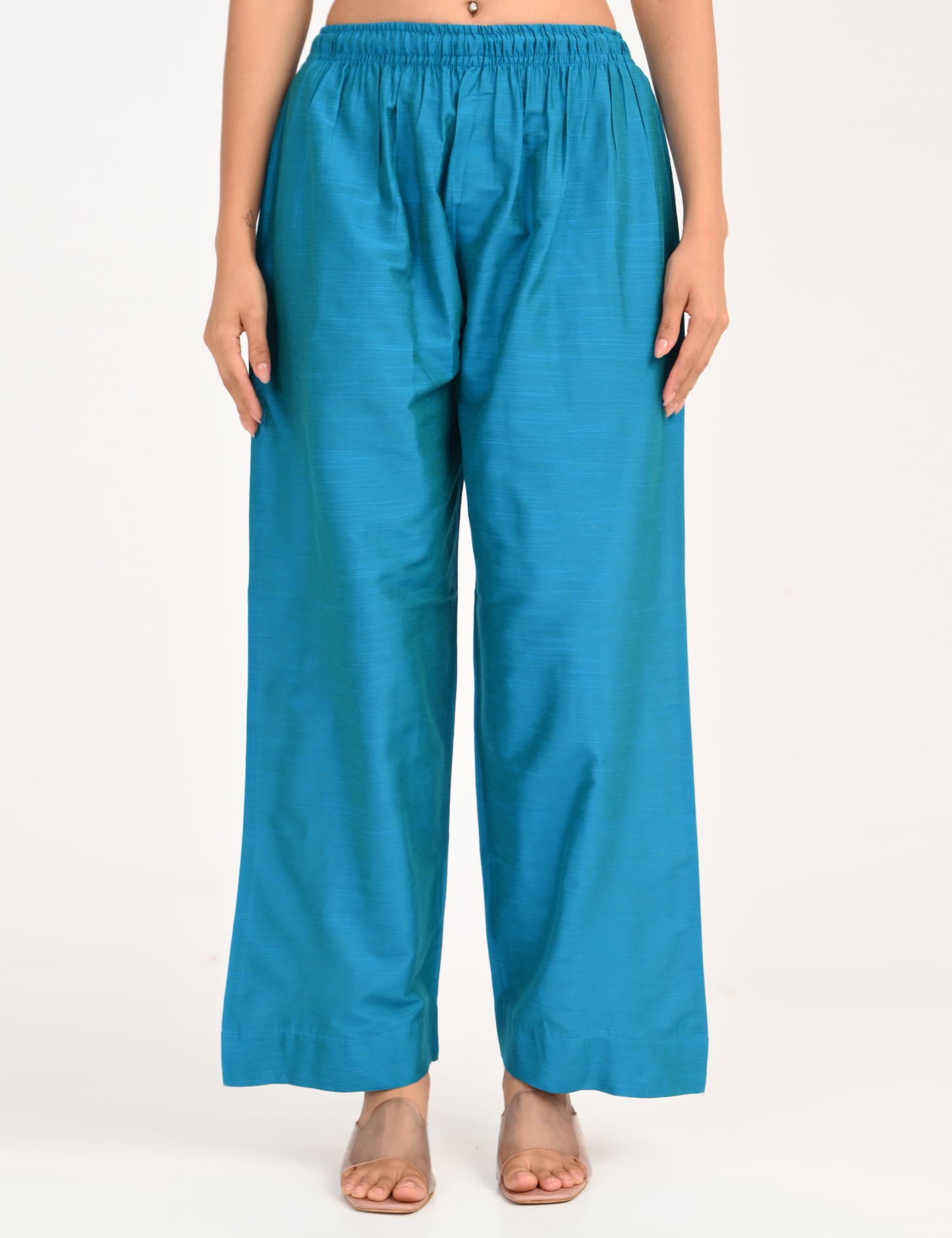 Rashmika - Aqua Blue Silk Parallel Pant