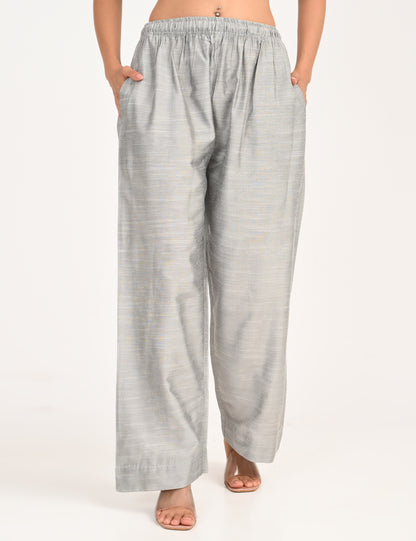 Rashmika - Silver Silk Parallel Pant