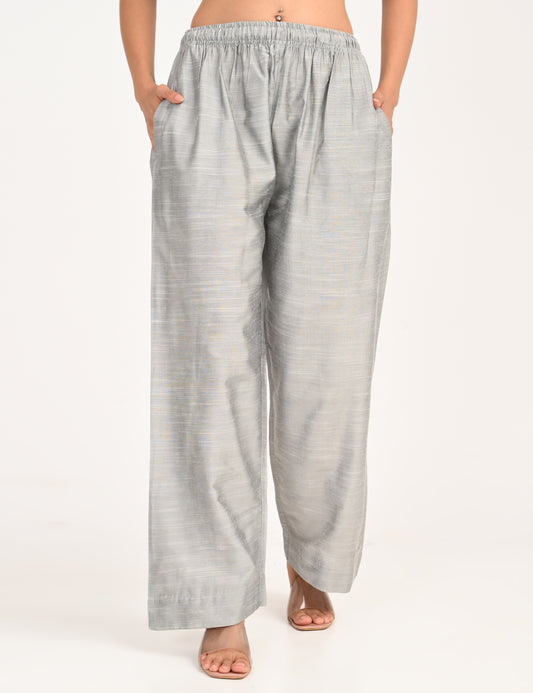Rashmika - Silver Silk Parallel Pant