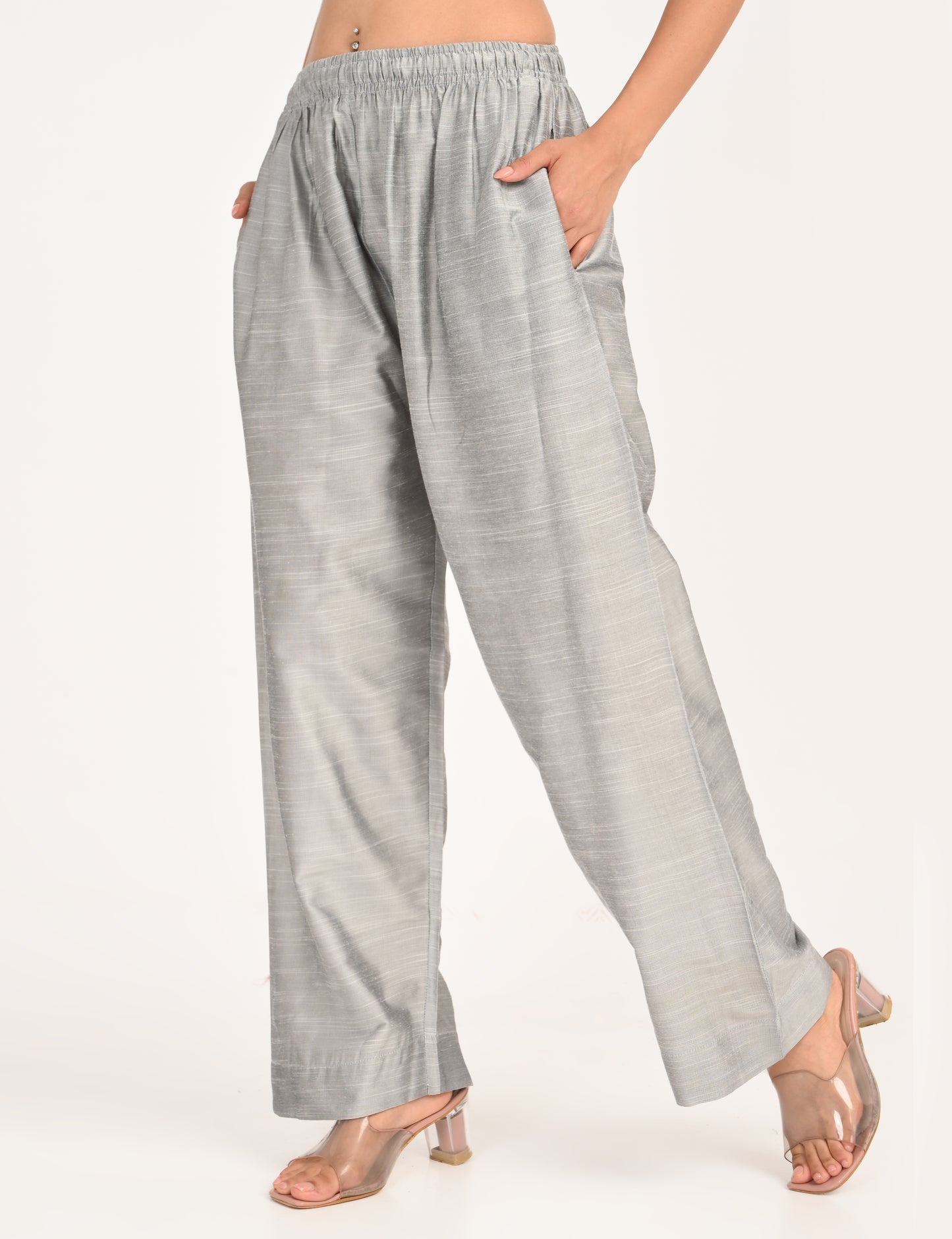 Rashmika - Silver Silk Parallel Pant