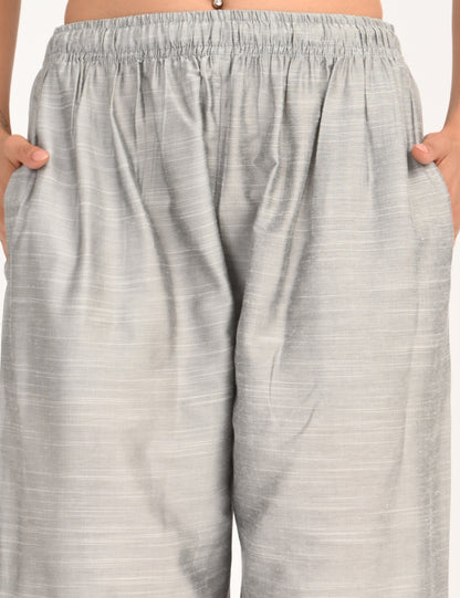 Rashmika - Silver Silk Parallel Pant