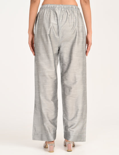 Rashmika - Silver Silk Parallel Pant