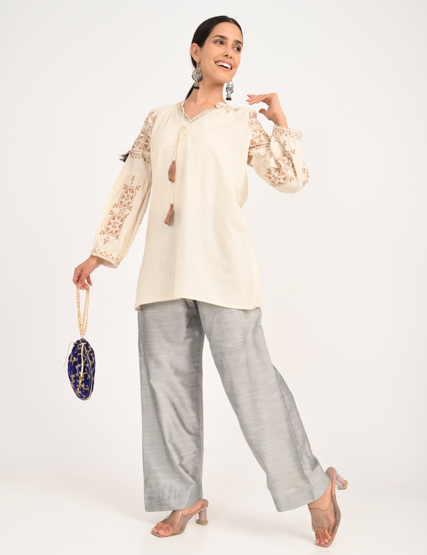 Rashmika - Silver Silk Parallel Pant