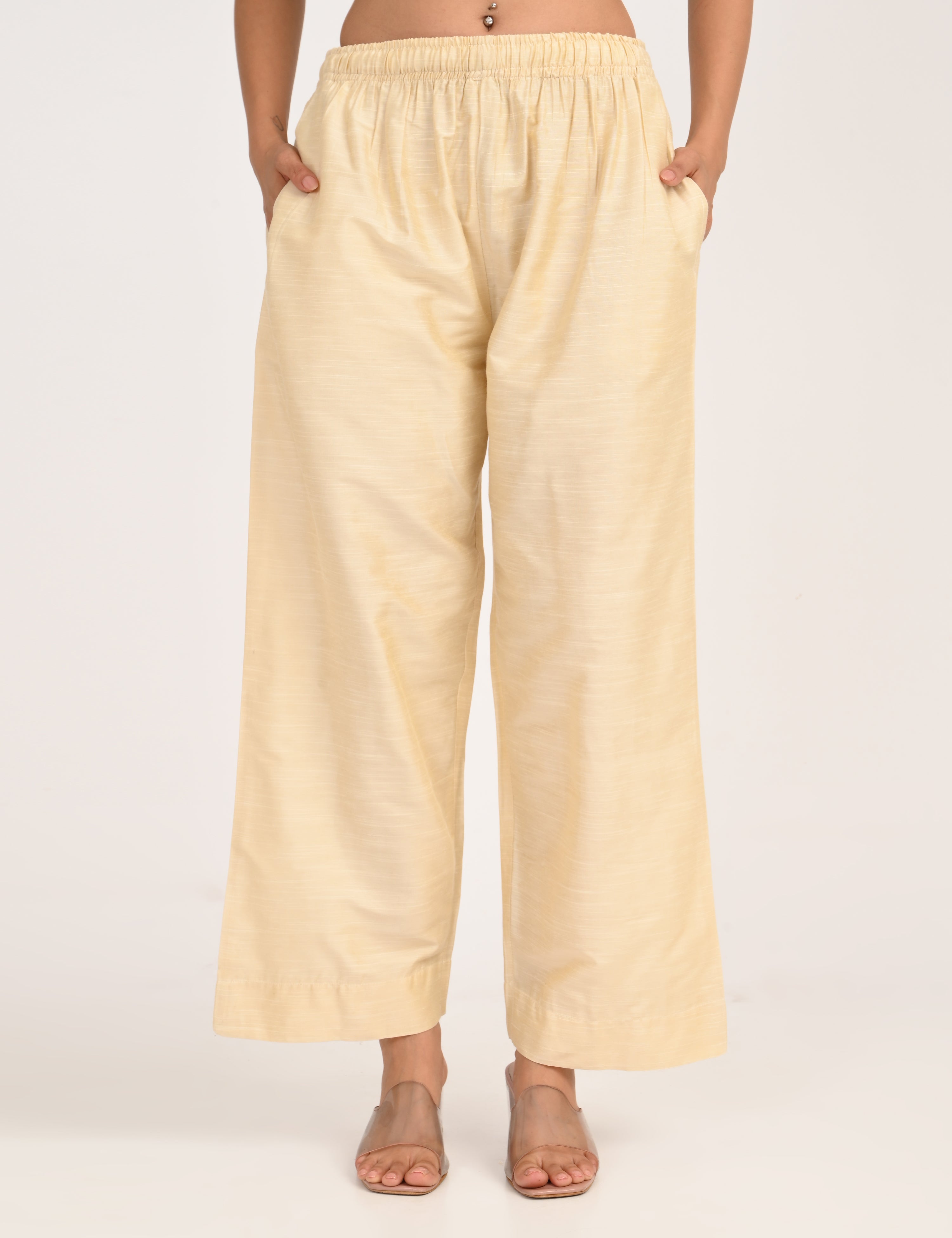 Parallel Pant Notes Rashmika - Half white Silk Parallel Pant – Ichika