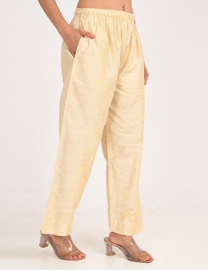 Rashmika - Half white Silk Parallel Pant
