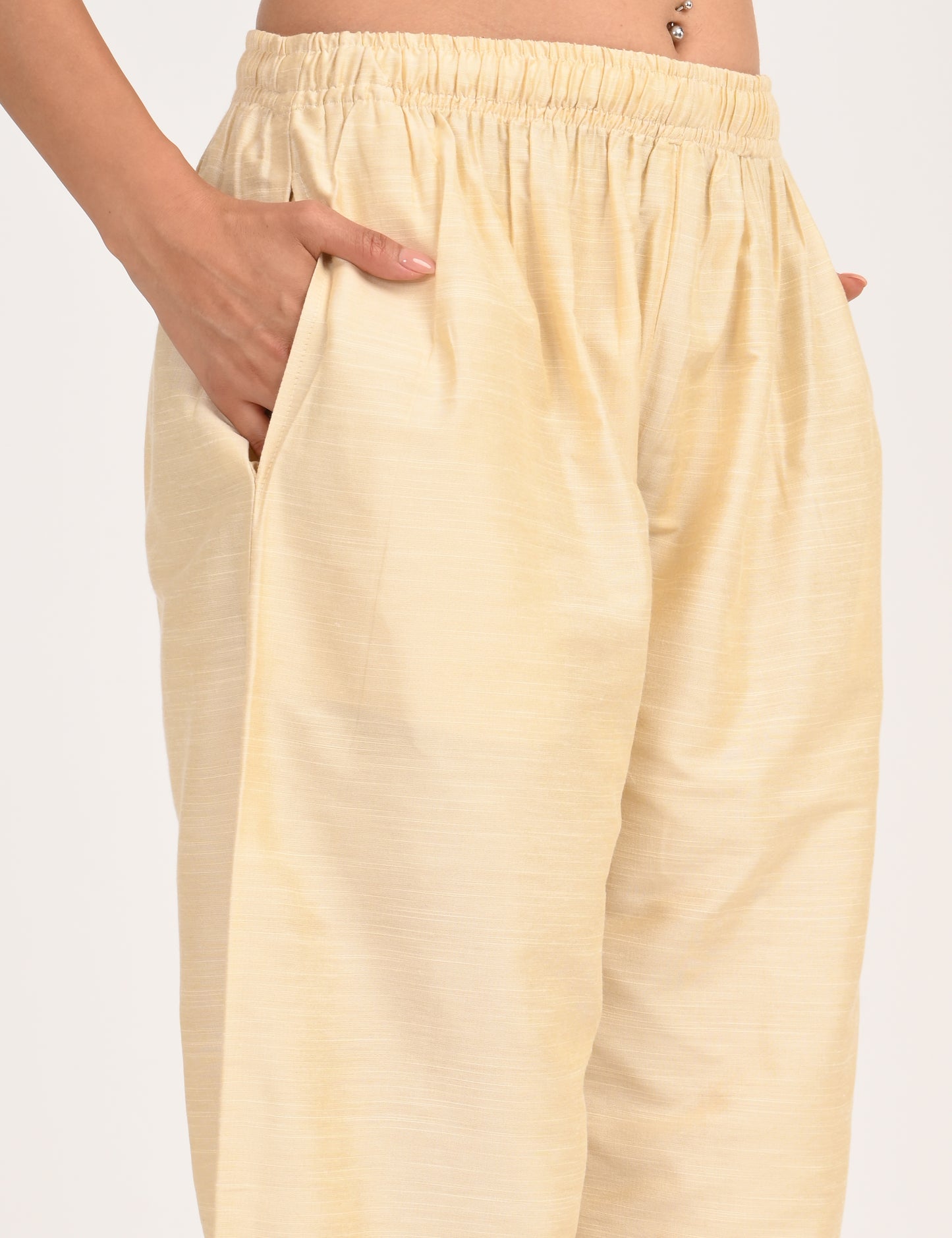 Rashmika - Half white Silk Parallel Pant