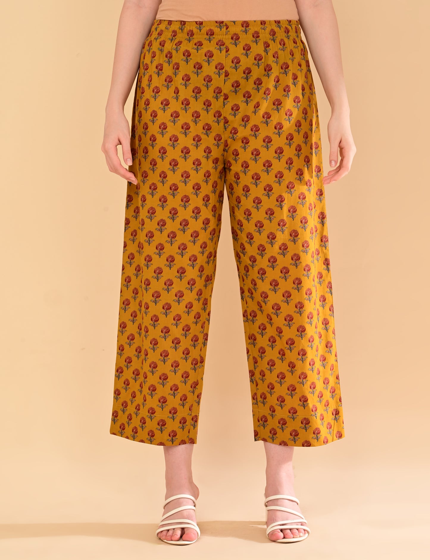 Aaradhya Mustard Floral Premium Cotton Coord Set