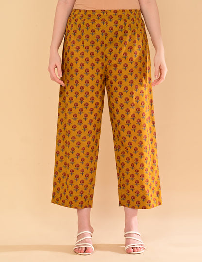 Aaradhya Mustard Floral Premium Cotton Coord Set