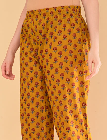 Aaradhya Mustard Floral Premium Cotton Coord Set