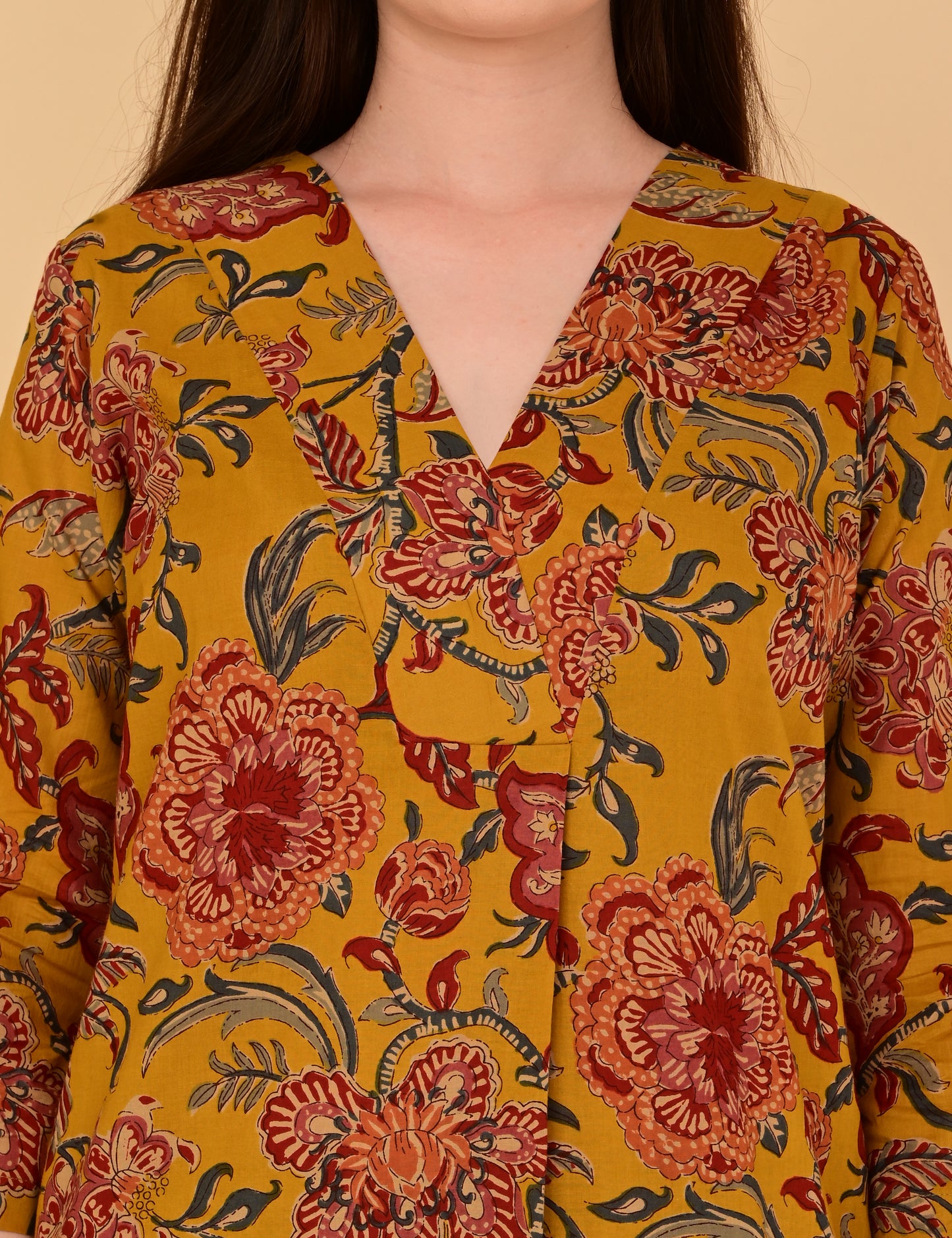 Aaradhya Mustard Floral Premium Cotton Coord Set
