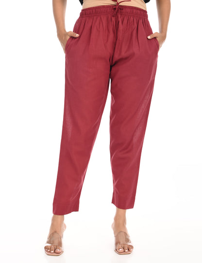 Tamara Every Day Cotton Pants - Burgundy