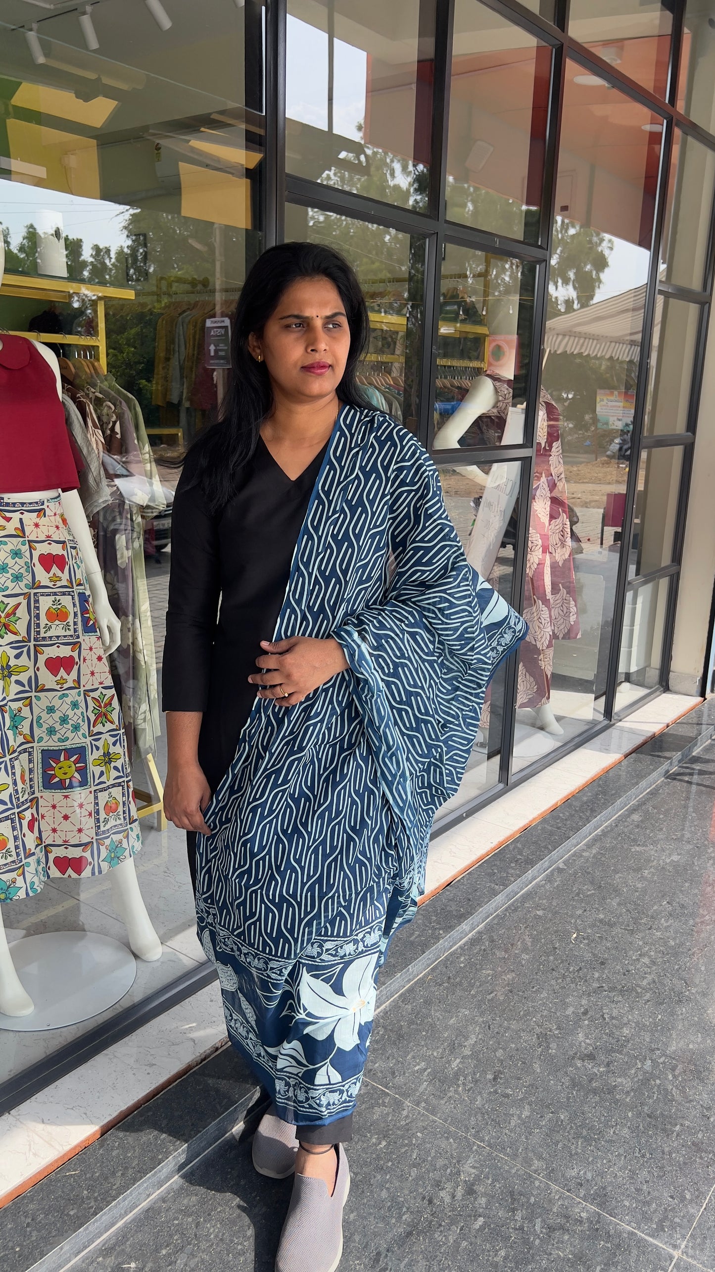 Cotton Dupatta - Indigo