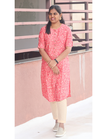 Bhanu Batik Silk Kurti with Pant - Pink