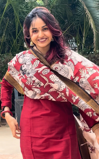 Raaga - Maroon Silk cotton set