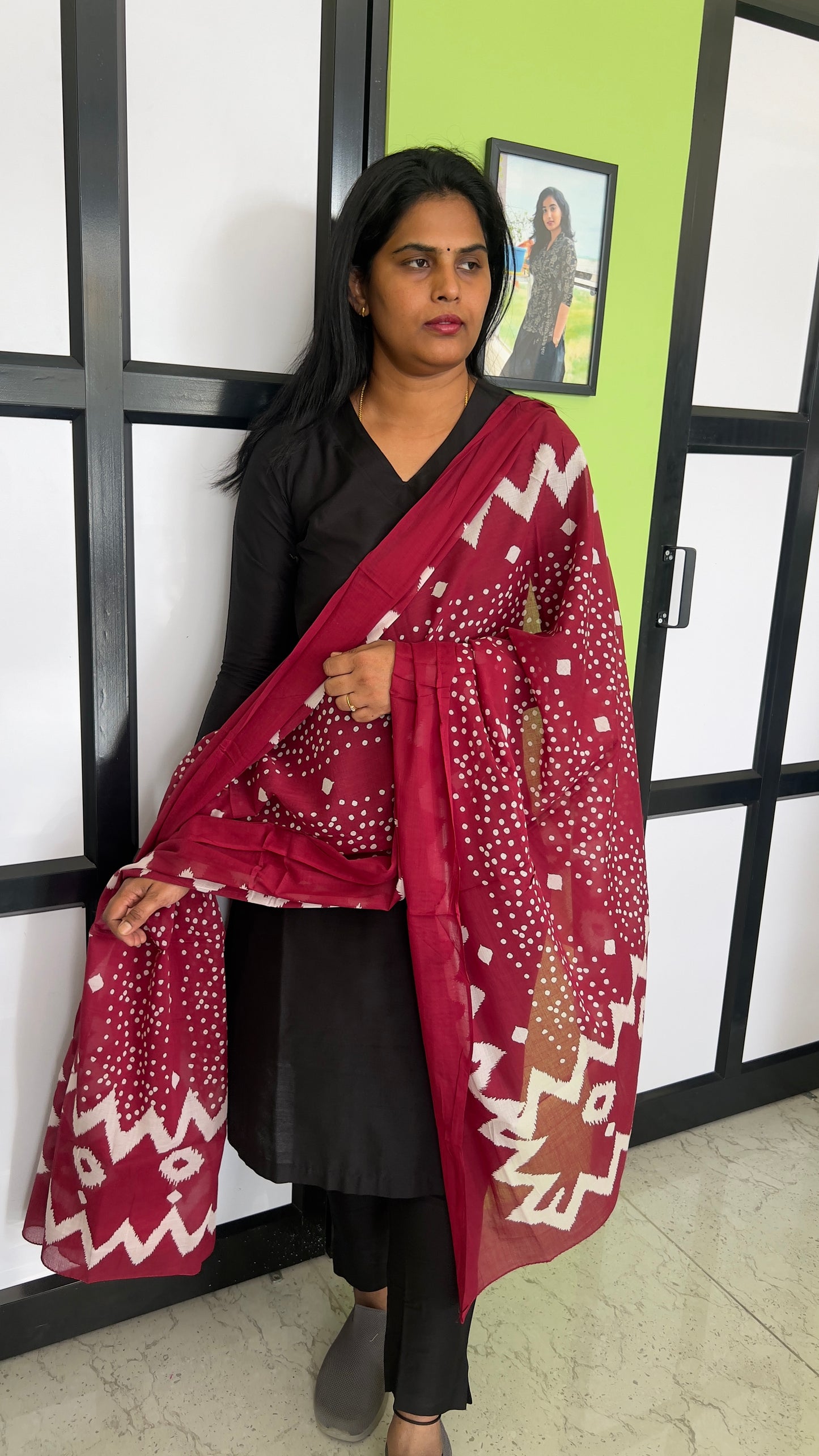 Cotton Dupatta - Wine