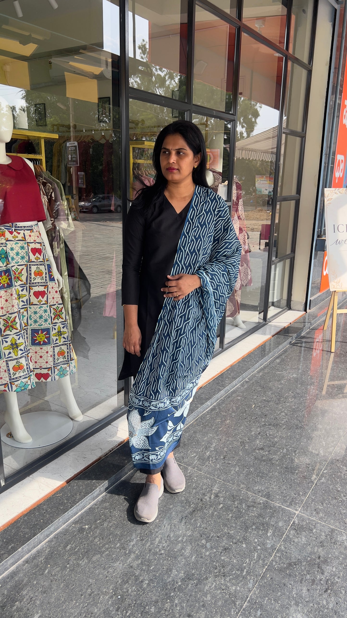 Cotton Dupatta - Indigo