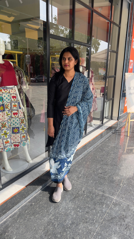 Cotton Dupatta - Indigo