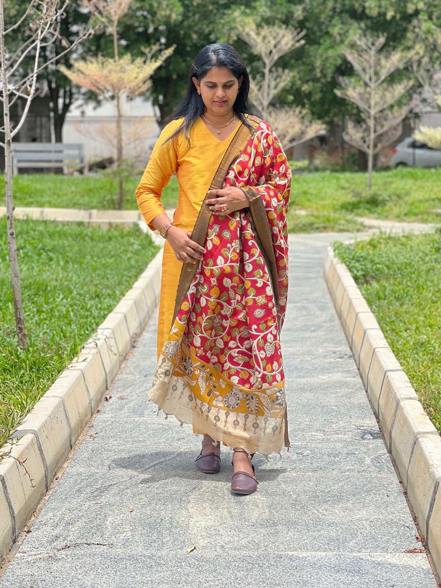Mari Gold Yellow Silk cotton set