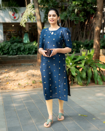 Lahari - Cotton Silk Weave Kurta - Teal