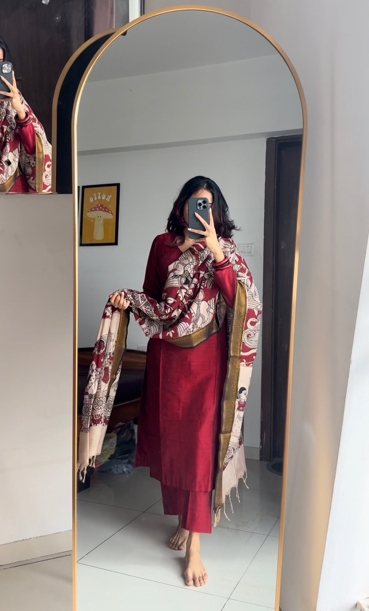 Raaga - Maroon Silk cotton set