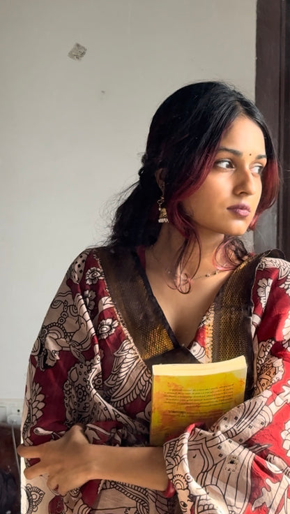 Raaga - Maroon Silk cotton set