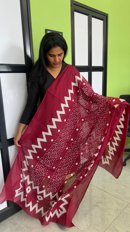 Cotton Dupatta - Wine