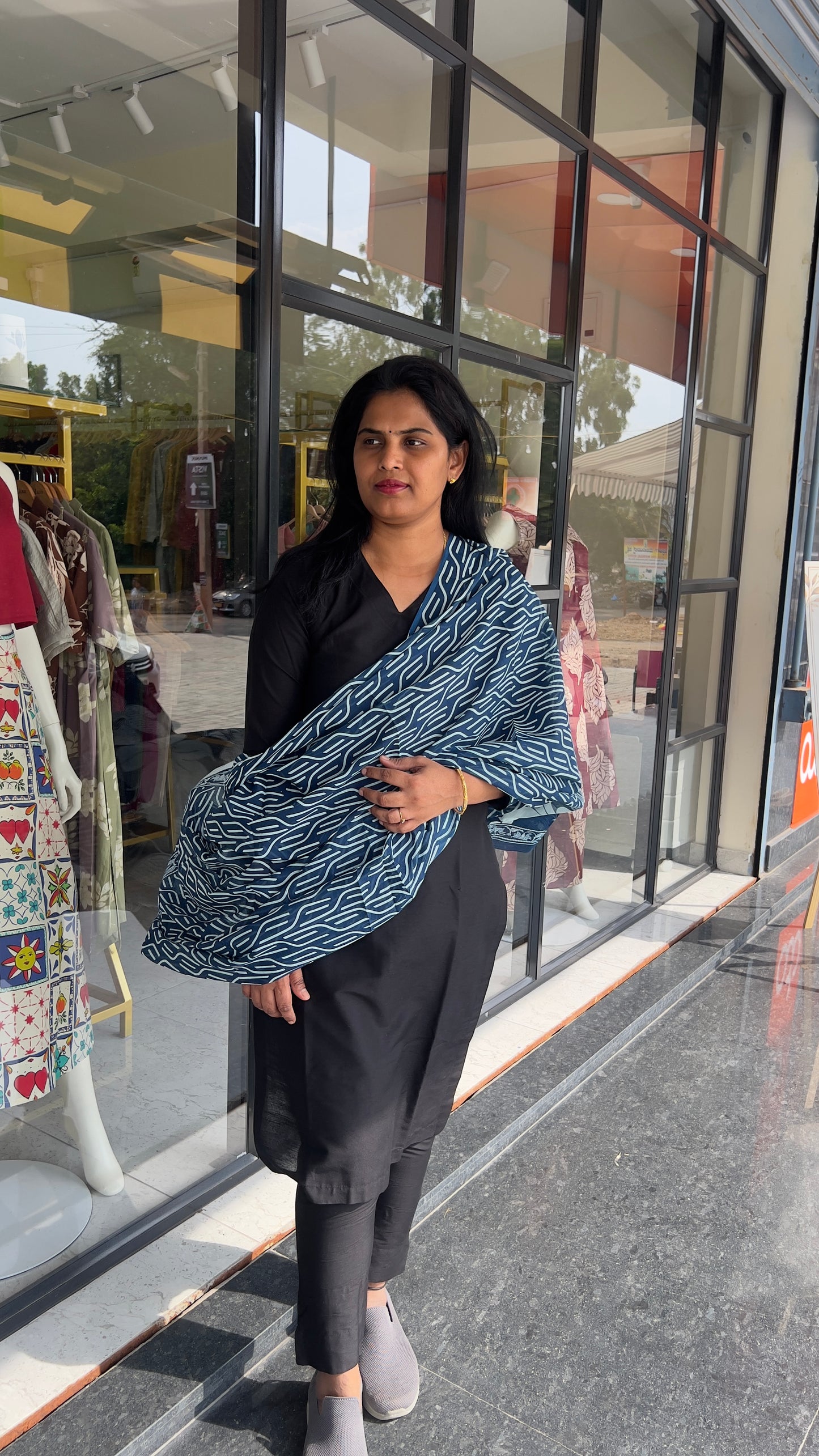 Cotton Dupatta - Indigo