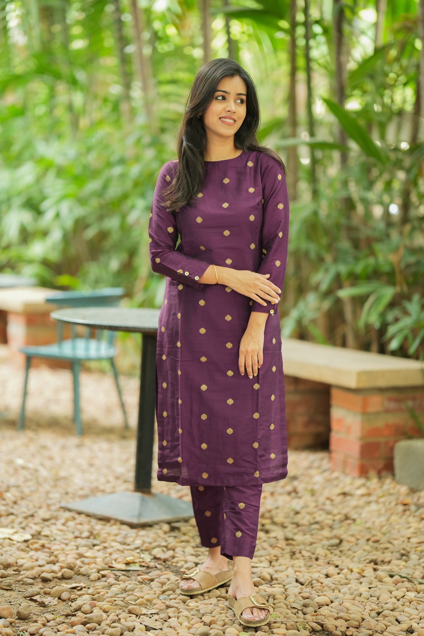 Dhrithi - Silk Cotton Coord Set - In Weaving fabric - Purple