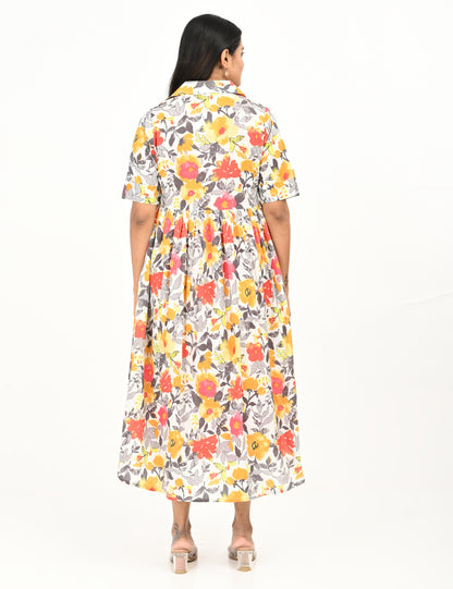 Jinisha - Two layered jacket dress - Floral