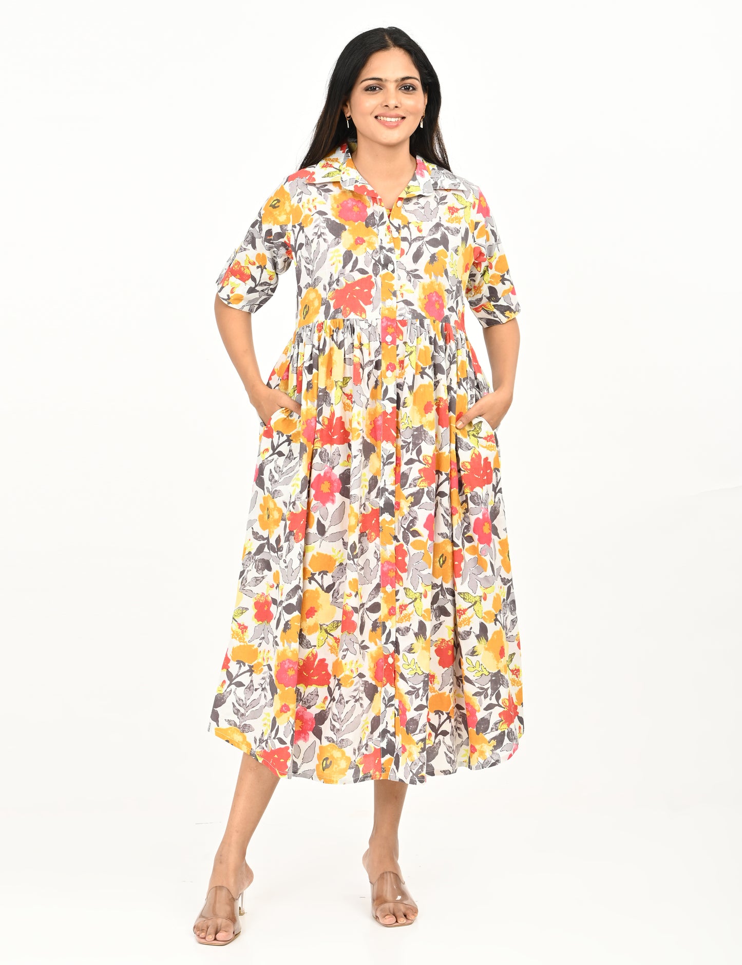 Jinisha - Two layered jacket dress - Floral