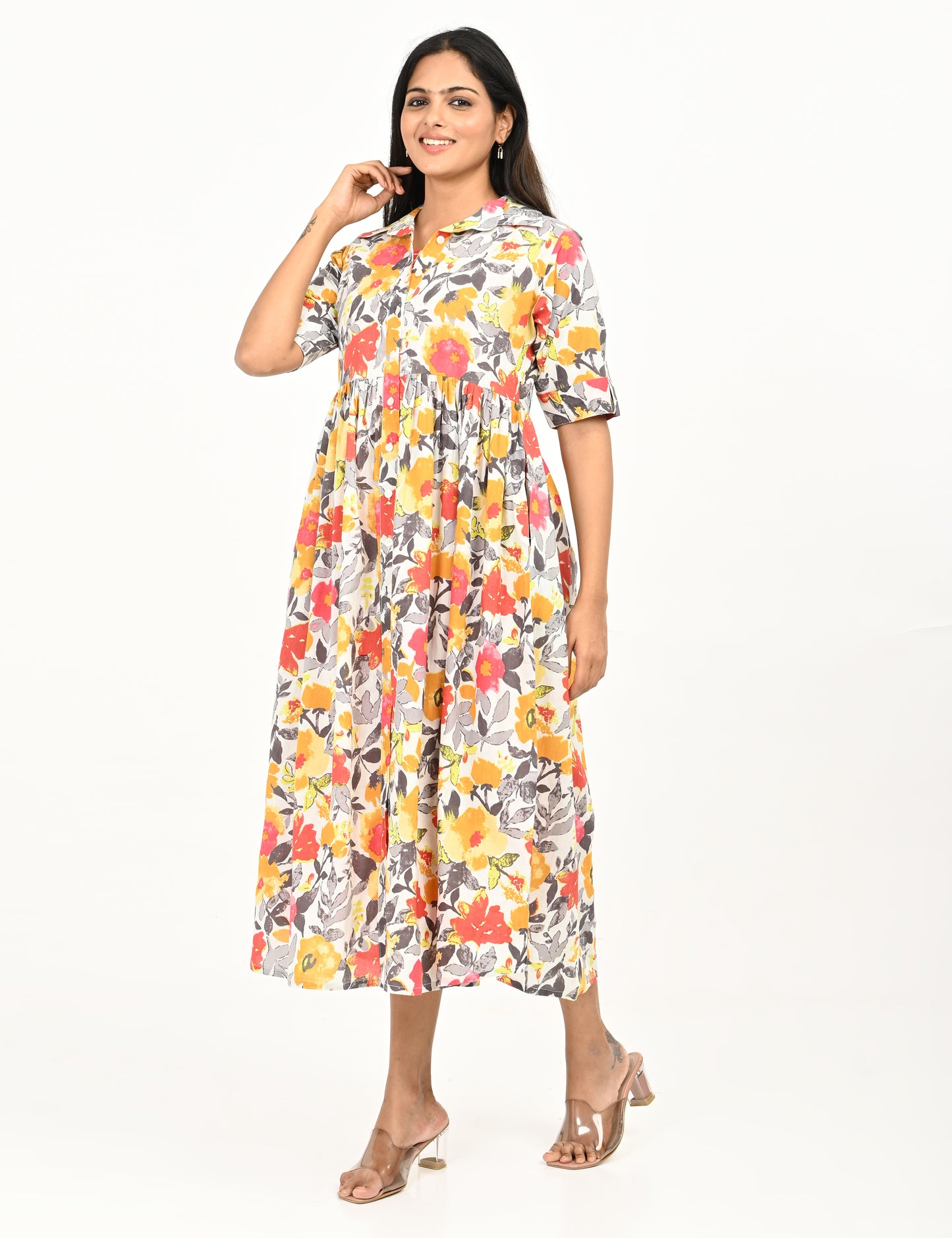 Jinisha - Two layered jacket dress - Floral