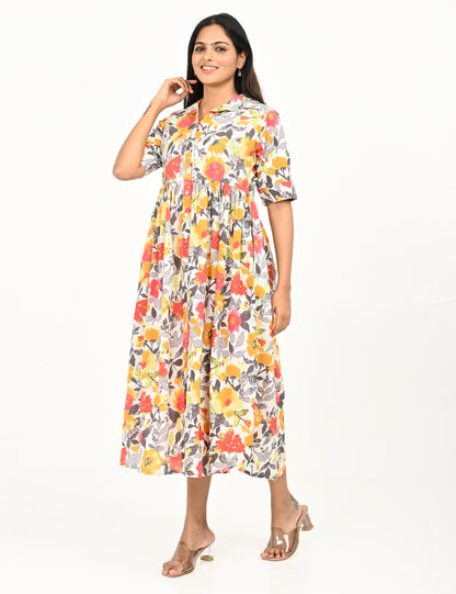 Jinisha - Two layered jacket dress - Floral
