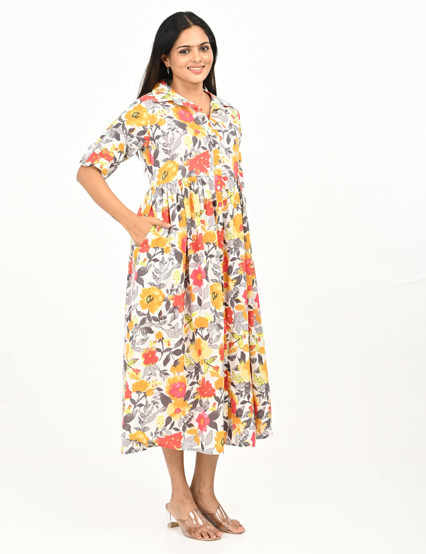Jinisha - Two layered jacket dress - Floral
