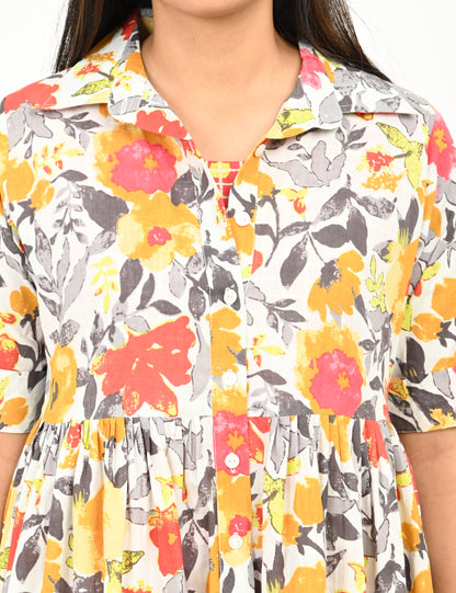 Jinisha - Two layered jacket dress - Floral