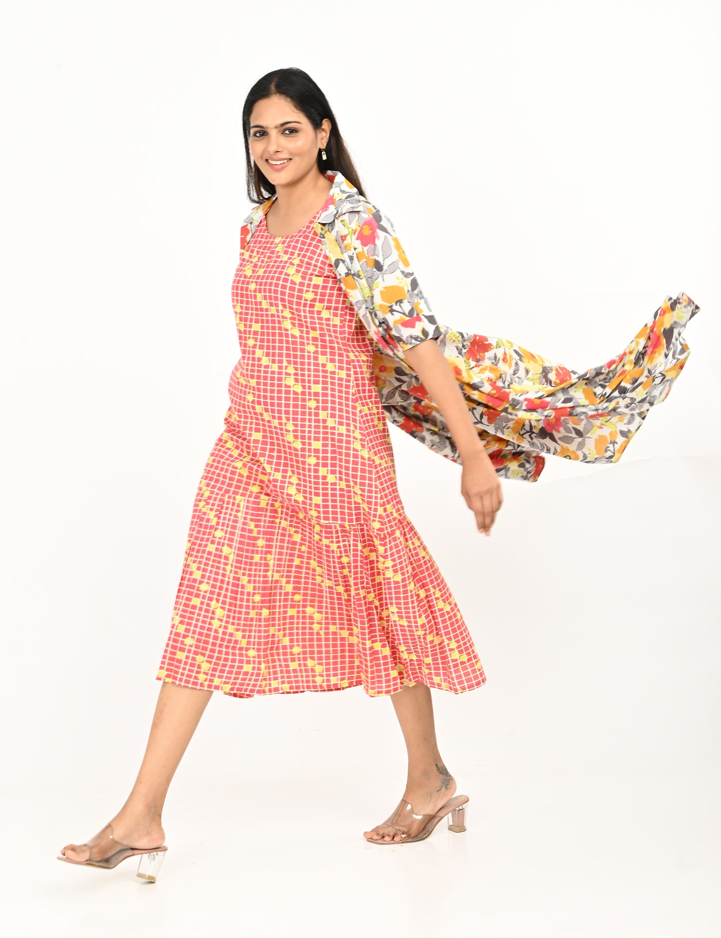 Jinisha - Two layered jacket dress - Floral