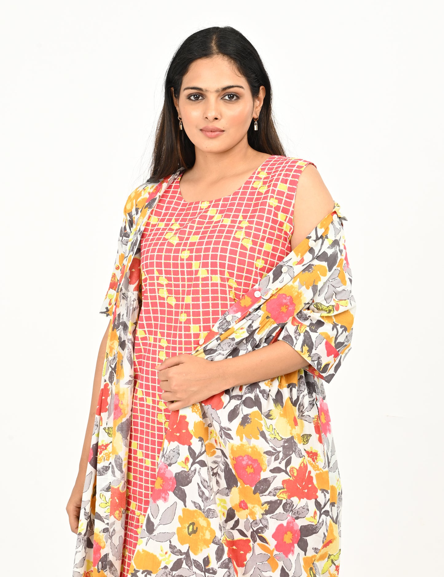 Jinisha - Two layered jacket dress - Floral