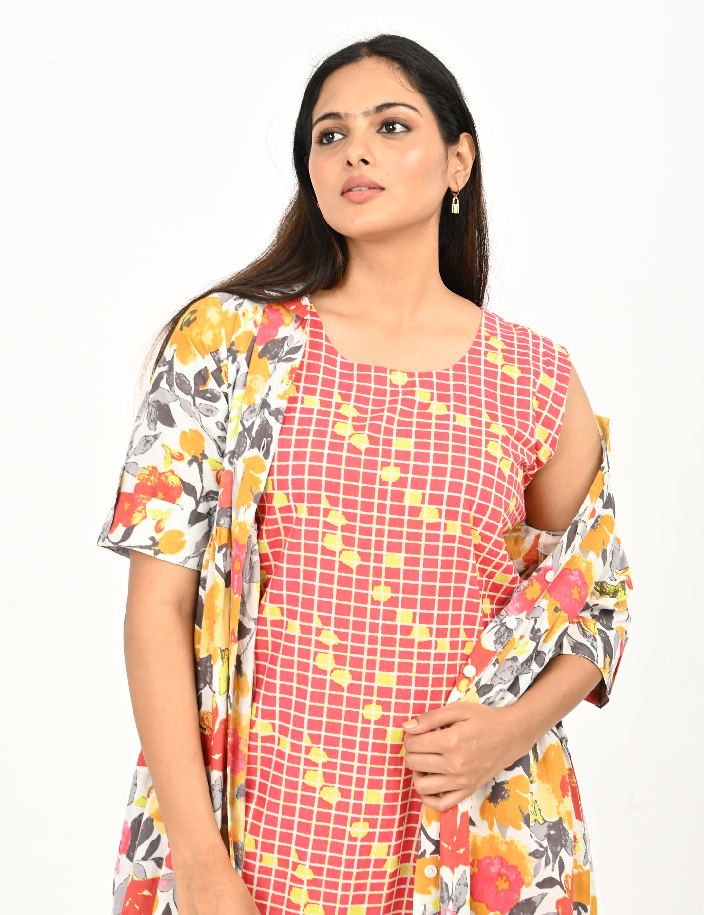 Jinisha - Two layered jacket dress - Floral