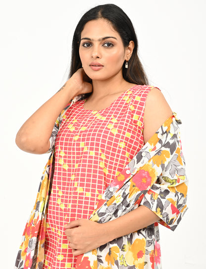 Jinisha - Two layered jacket dress - Floral