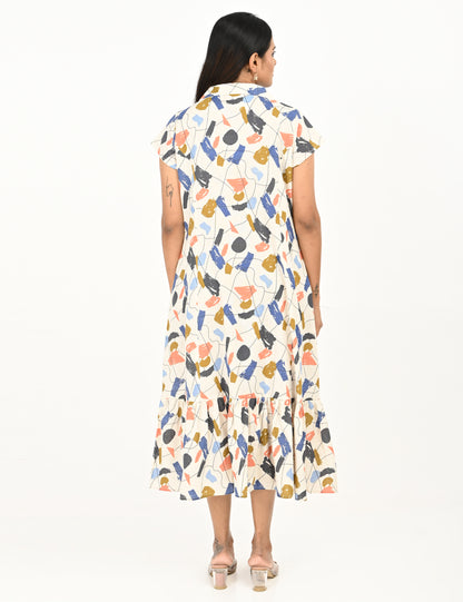 Aasvi- Premium Cotton Flex dress - Abstract Print