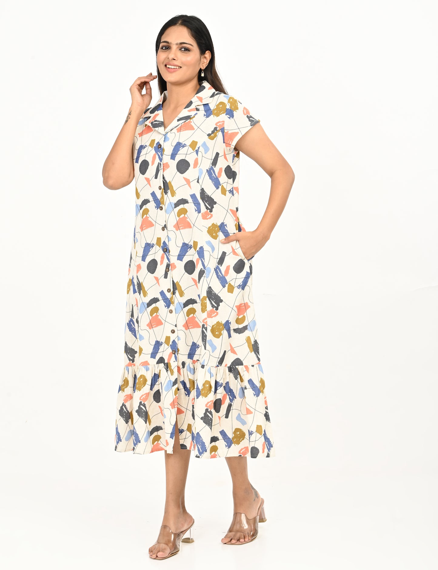 Aasvi- Premium Cotton Flex dress - Abstract Print