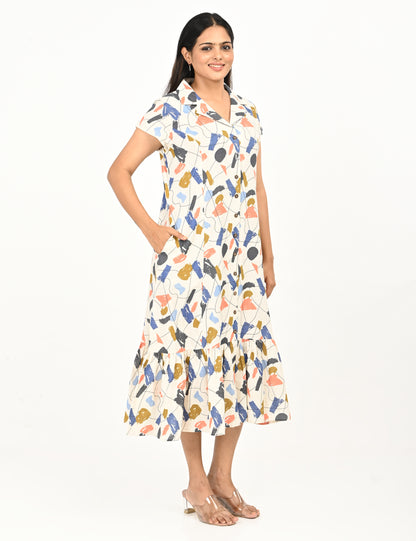 Aasvi- Premium Cotton Flex dress - Abstract Print