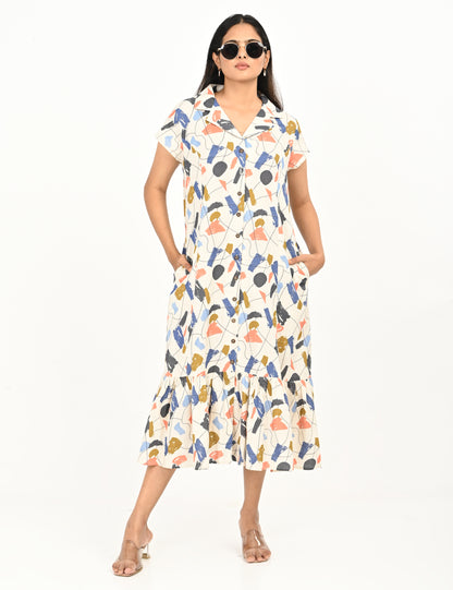 Aasvi- Premium Cotton Flex dress - Abstract Print