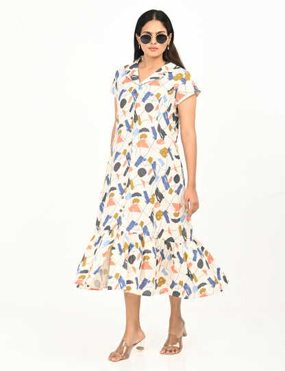 Aasvi- Premium Cotton Flex dress - Abstract Print