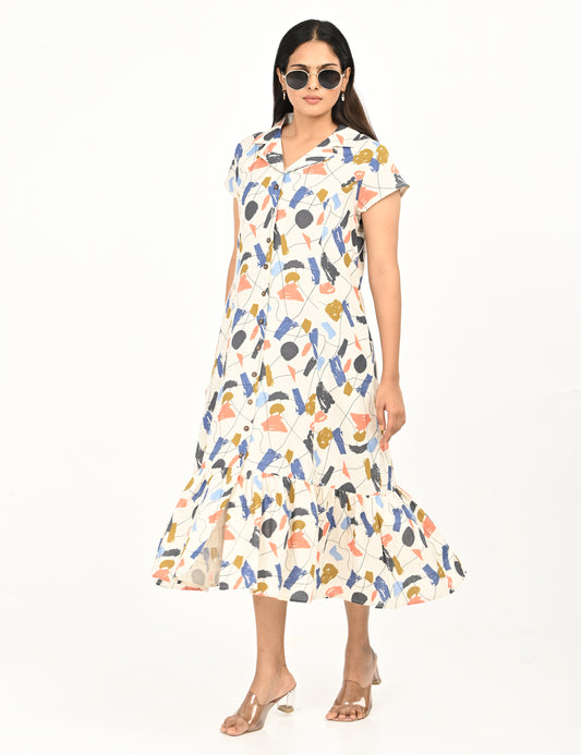 Aasvi- Premium Cotton Flex dress - Abstract Print