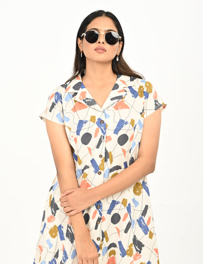 Aasvi- Premium Cotton Flex dress - Abstract Print