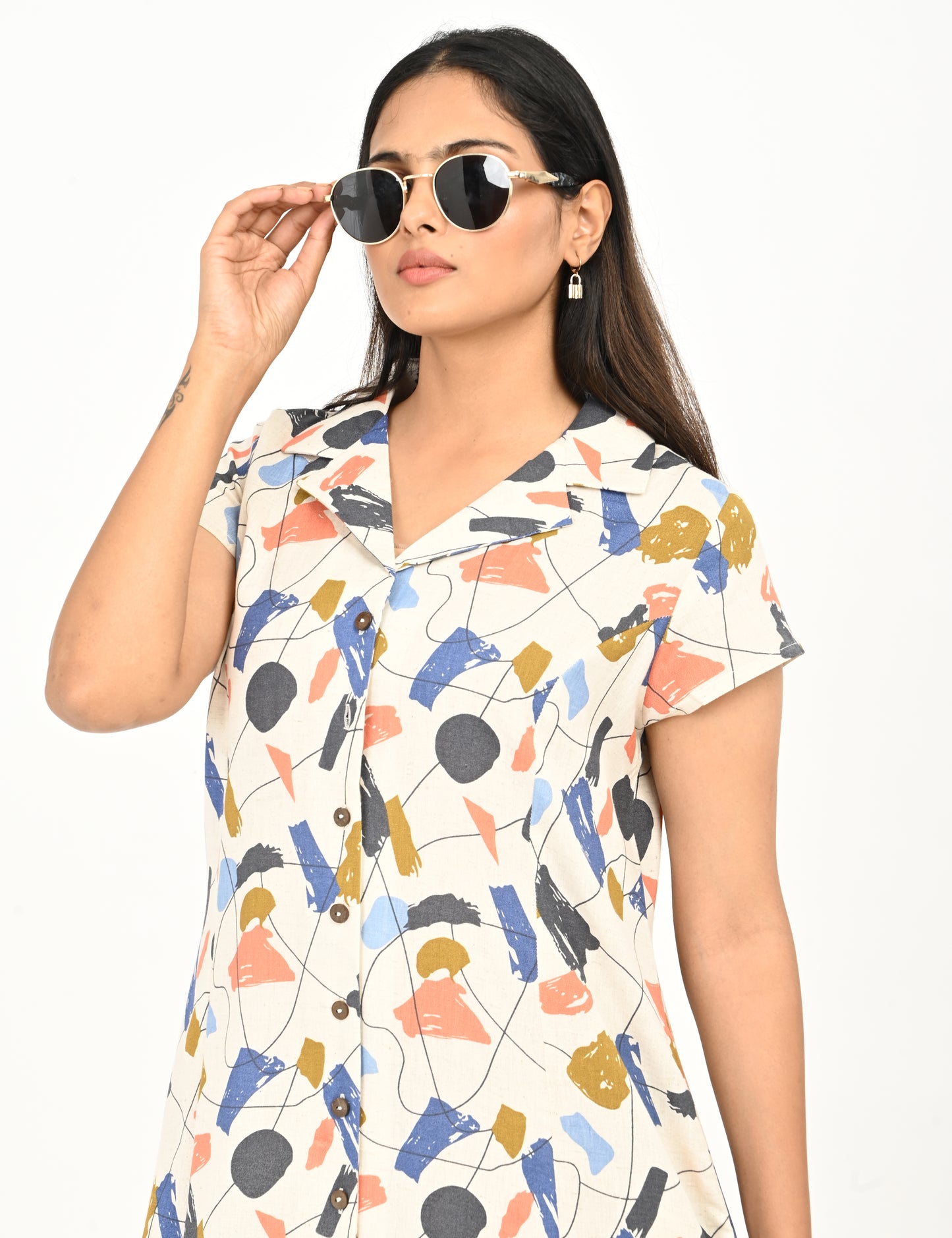 Aasvi- Premium Cotton Flex dress - Abstract Print