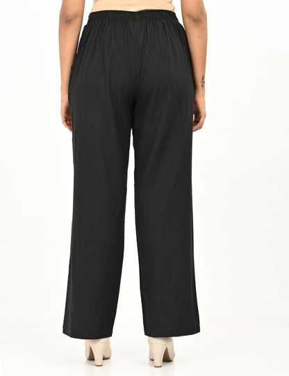 Classic Zip-Front Cotton Pants - Black