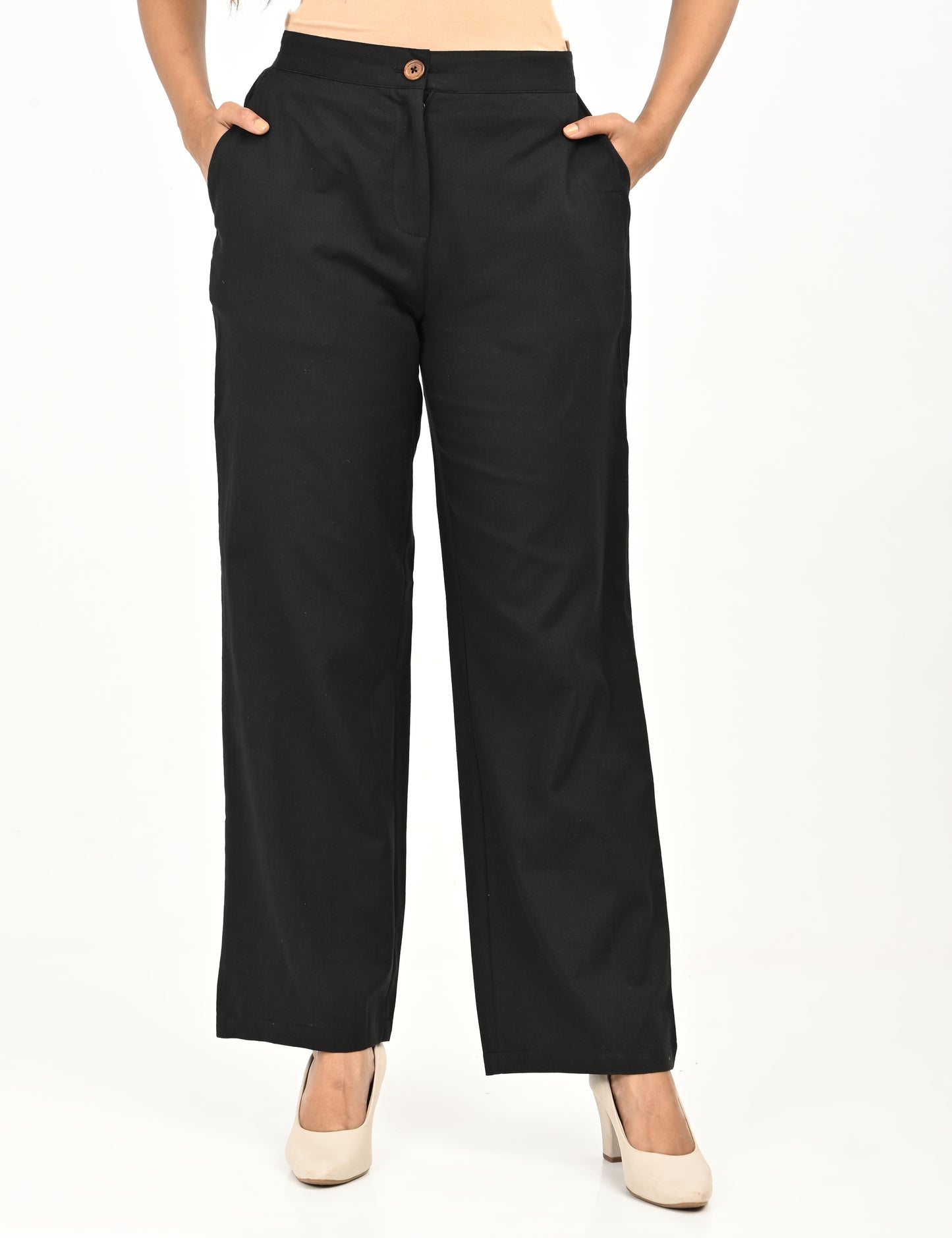 Classic Zip-Front Cotton Pants - Black