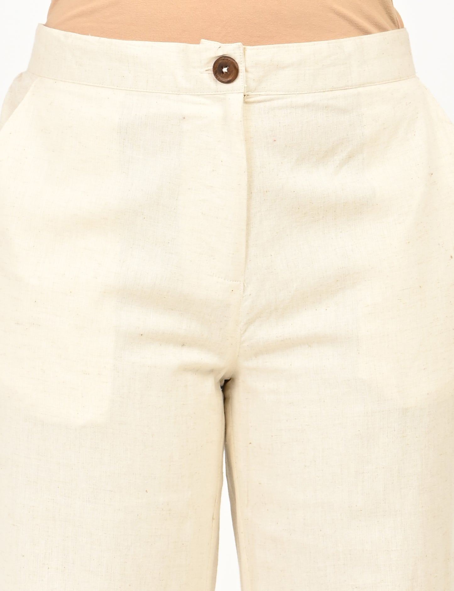 Classic Zip-Front Cotton Pants - Biege